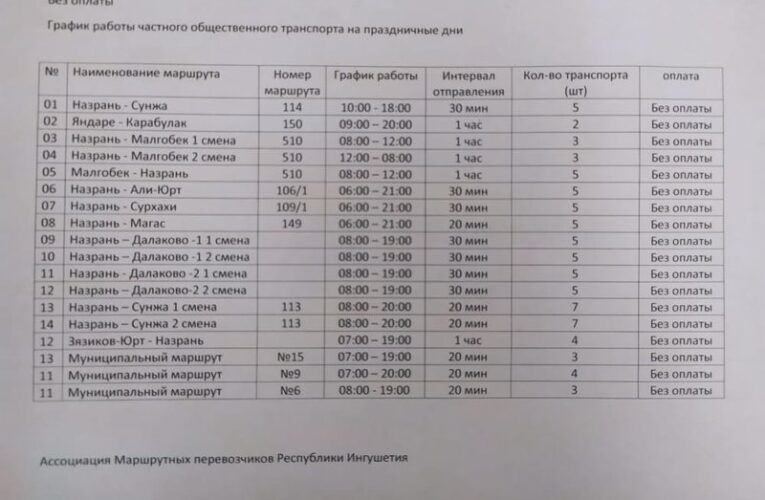 В Ингушетии проезд на общественном транспорте в праздничные дни после Рамадана будет бесплатным